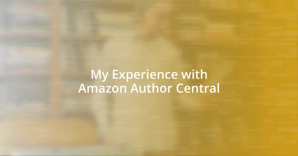 My Experience with Amazon Author Central