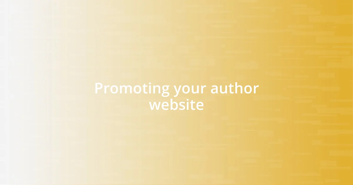 Promoting your author website