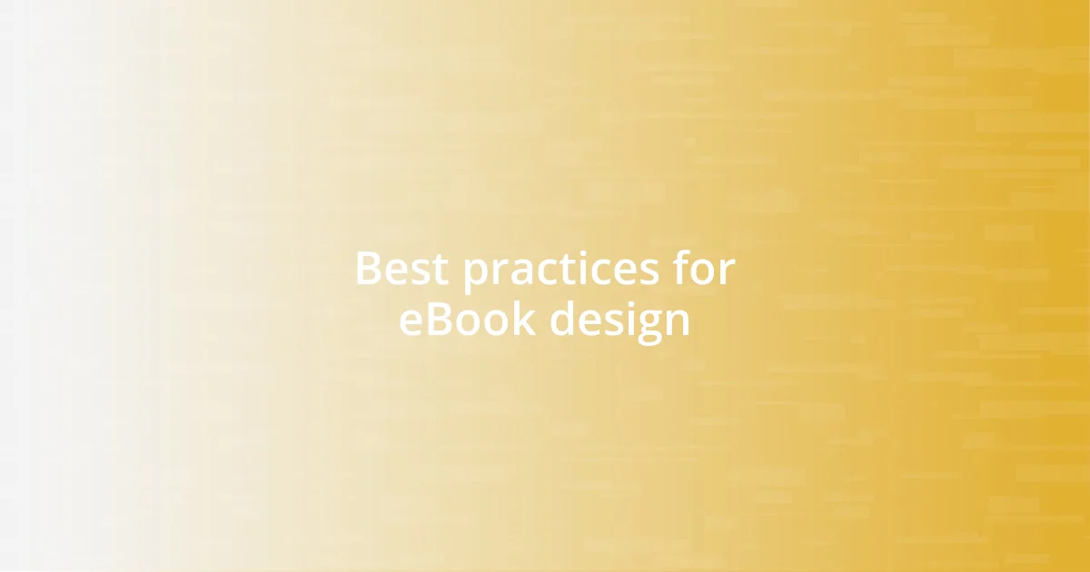 Best practices for eBook design