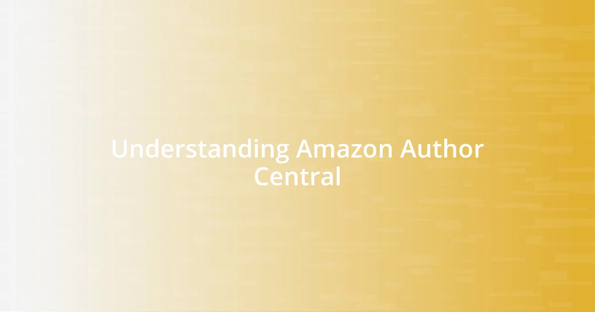 Understanding Amazon Author Central