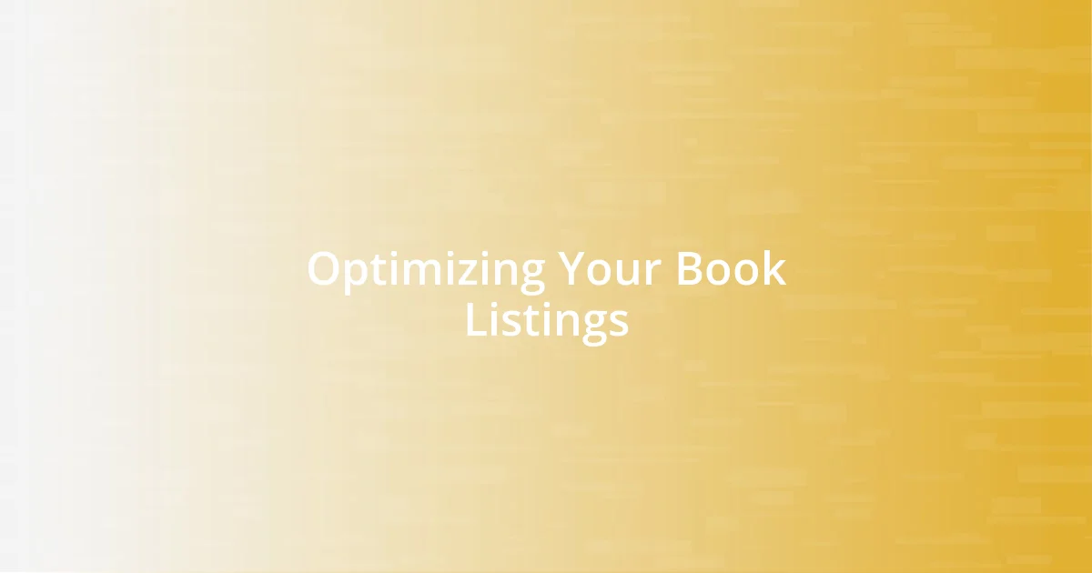 Optimizing Your Book Listings