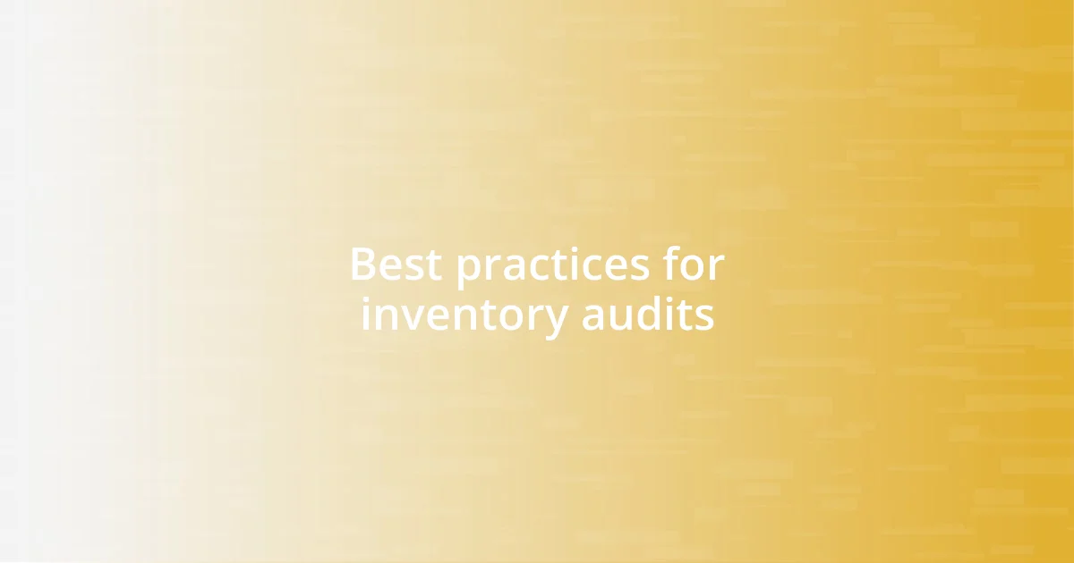 Best practices for inventory audits