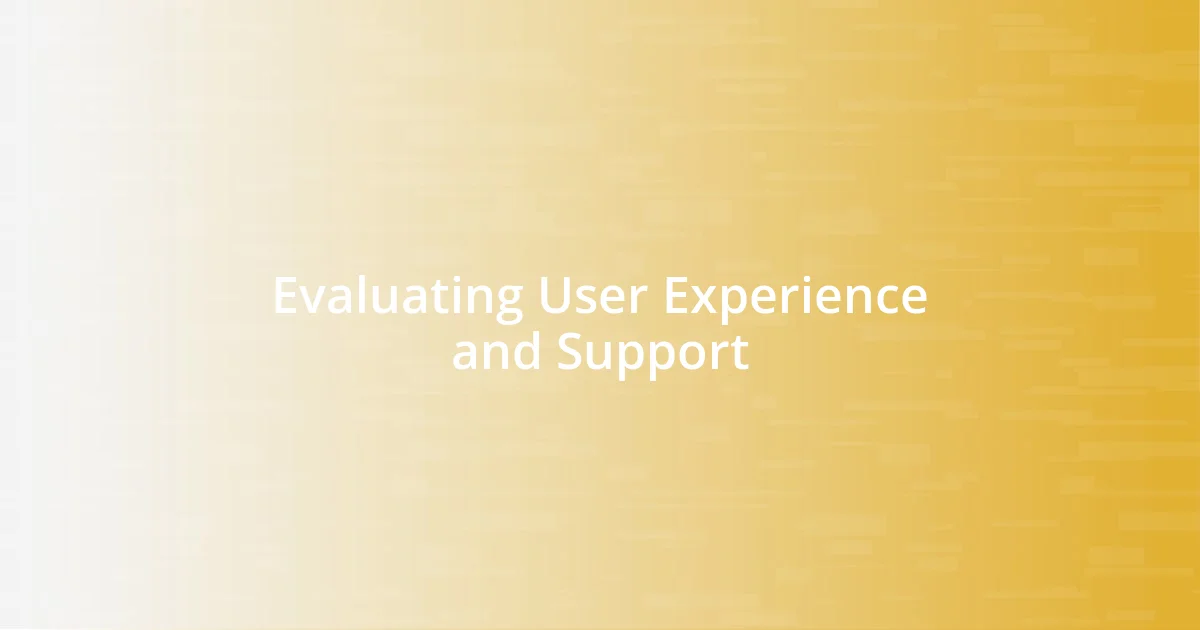 Evaluating User Experience and Support