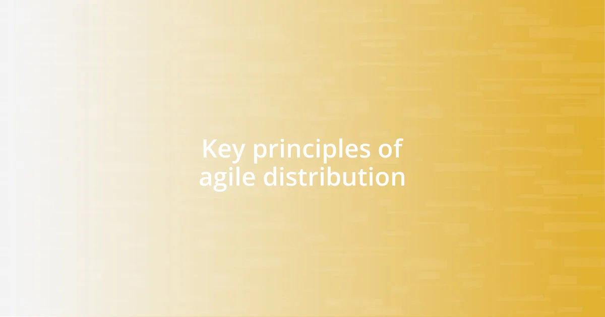 Key principles of agile distribution